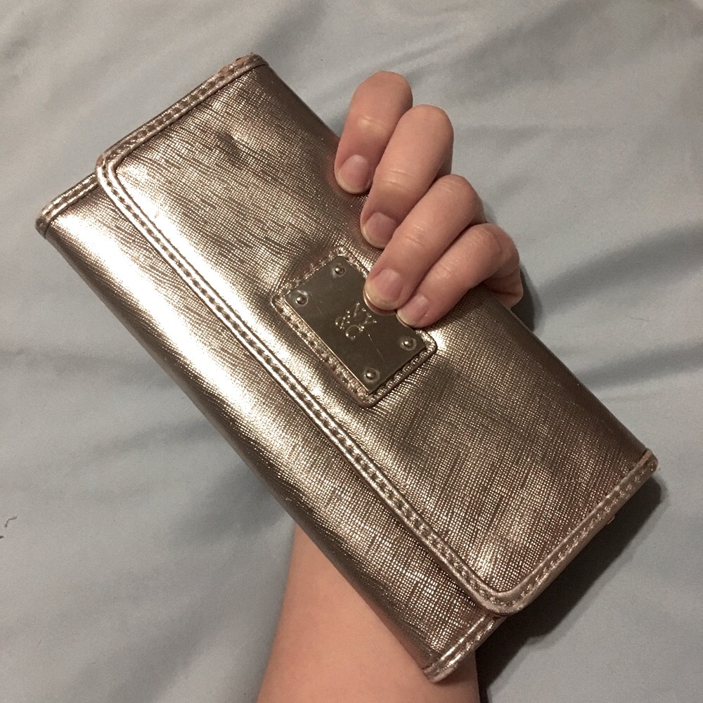 Metallic Silver Wallet Clutch
